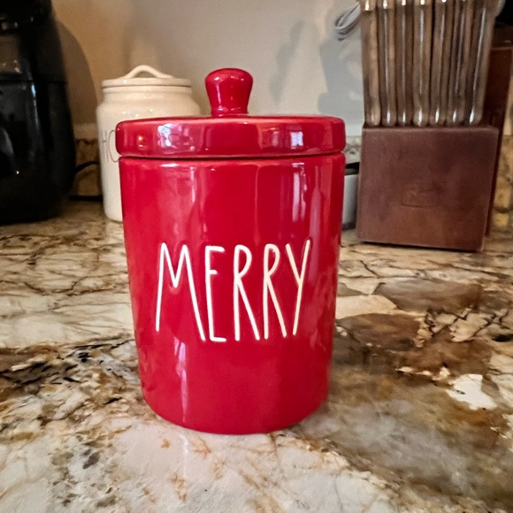 Rae Dunn Holiday Rae Dunn Red Merry Canister With Lid Poshmark